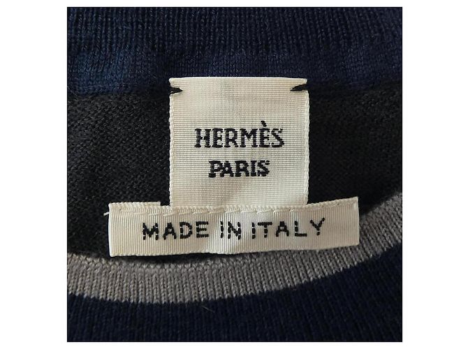 Hermès Top de malha de seda e cashmere Hermes Cinza - vista 4