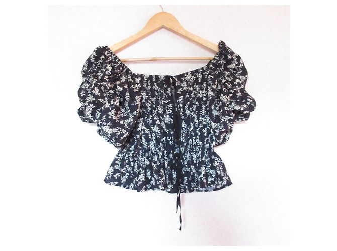 Autre Marque LILY BROWN Vintage Flower Pattern 2way Cropped Pullover Black - view 2