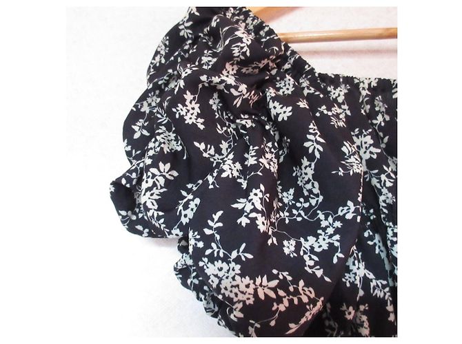 Autre Marque LILY BROWN Vintage Flower Pattern 2way Cropped Pullover Black - view 6
