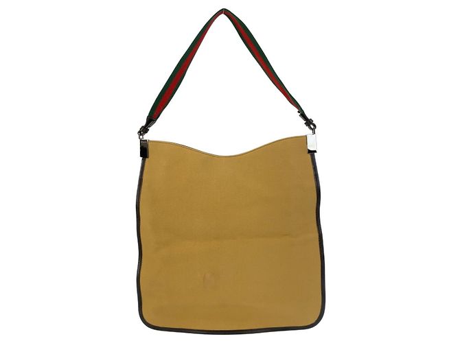 Borsa a Spalla Gucci Sherry Line Canvas Beige - vista 2