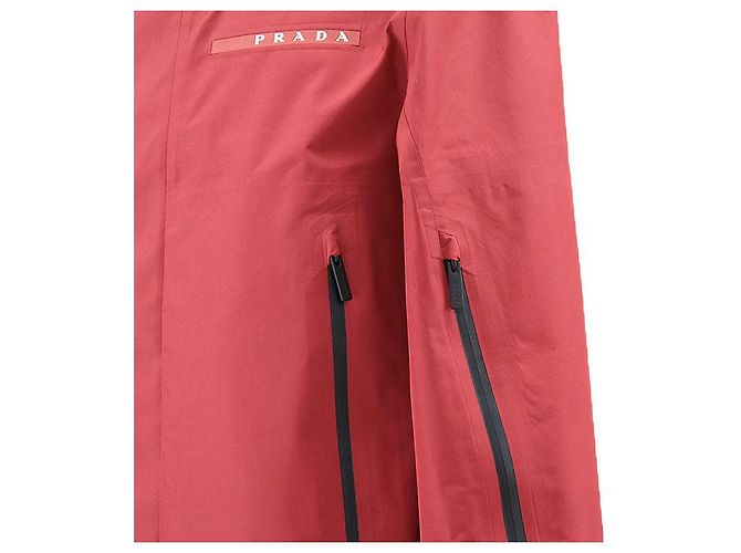 Jaqueta com capuz impermeável de poliéster reciclado Prada Extreme Techs Preto Vermelho - vista 12