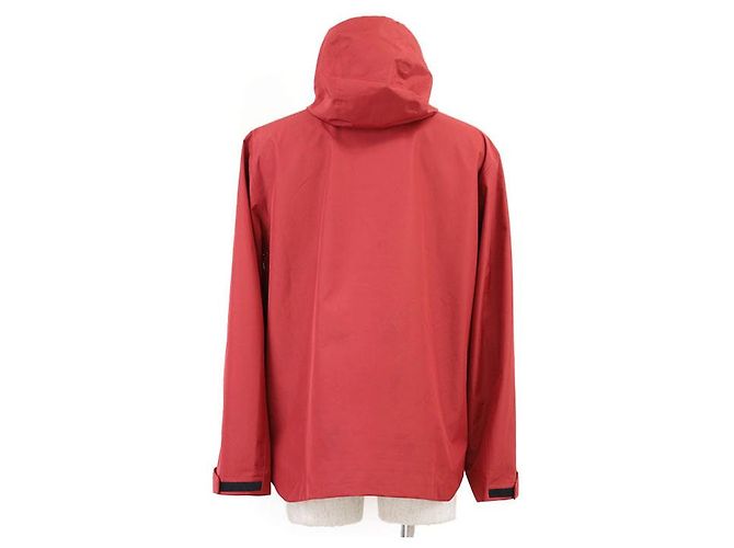 Jaqueta com capuz impermeável de poliéster reciclado Prada Extreme Techs Preto Vermelho - vista 6