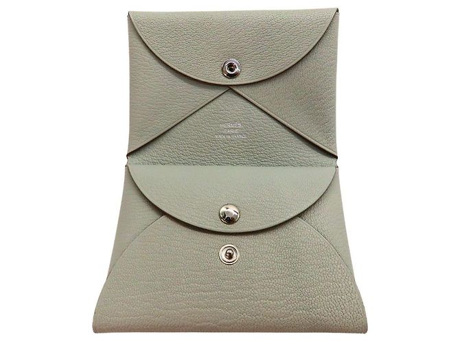 Hermès Tarjetero y monedero Hermes Calvi Duo Chevre Blanco - vista 2