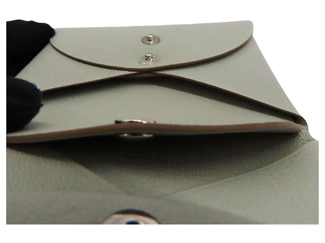 Hermès Tarjetero y monedero Hermes Calvi Duo Chevre Blanco - vista 8