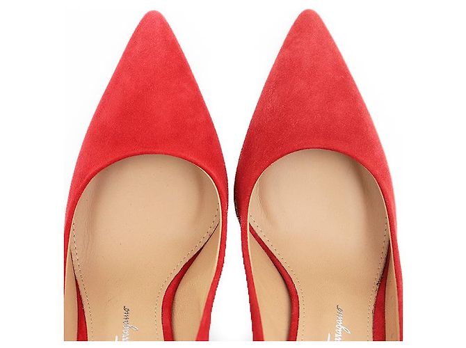 Décolleté in scamosciato Salvatore Ferragamo Rosso - vista 4