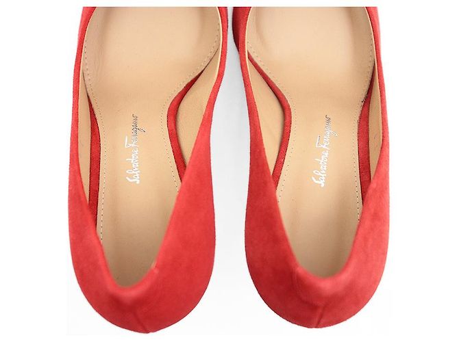 Décolleté in scamosciato Salvatore Ferragamo Rosso - vista 5