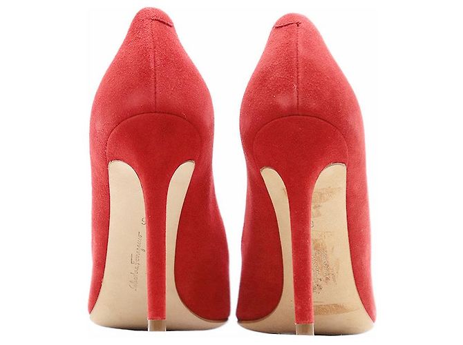 Décolleté in scamosciato Salvatore Ferragamo Rosso - vista 6