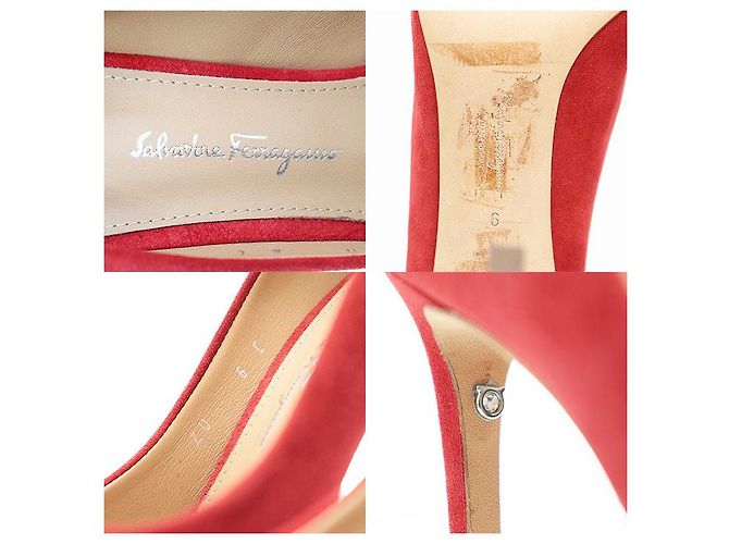 Décolleté in scamosciato Salvatore Ferragamo Rosso - vista 9
