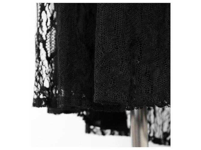 Céline Celine Snake Pattern Lace Cotton Nylon Skirt Black - view 12