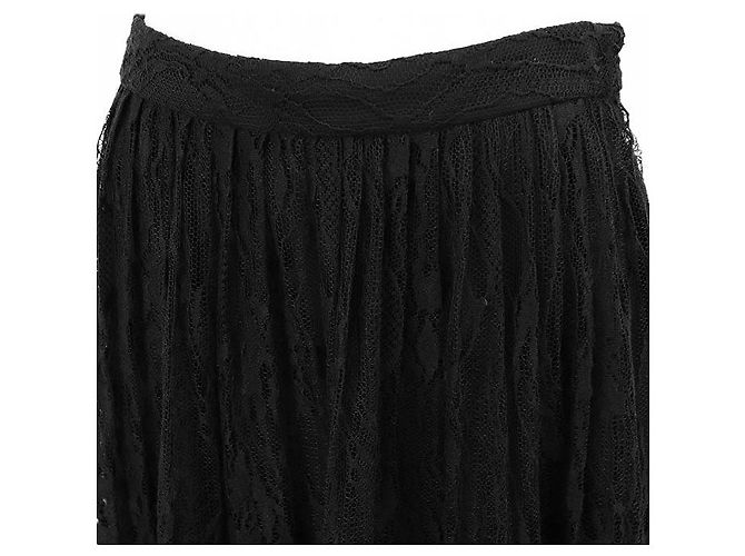 Céline Celine Snake Pattern Lace Cotton Nylon Skirt Black - view 3