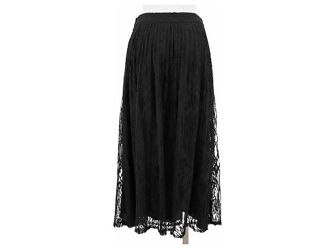 Céline Celine Snake Pattern Lace Cotton Nylon Skirt Black - view 6