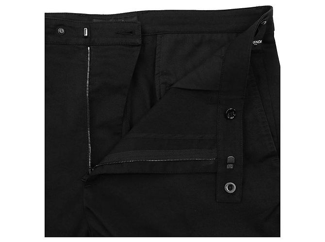 Fendi Bestickte Baumwoll-Twill-Hose Schwarz - Ansicht 11