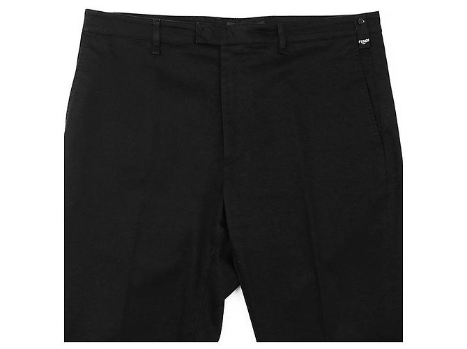 Fendi Bestickte Baumwoll-Twill-Hose Schwarz - Ansicht 2