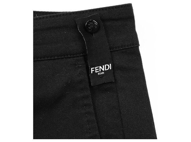 Fendi Bestickte Baumwoll-Twill-Hose Schwarz - Ansicht 3
