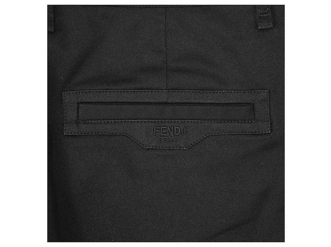 Fendi Bestickte Baumwoll-Twill-Hose Schwarz - Ansicht 6