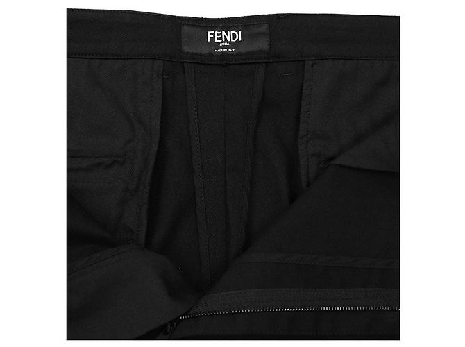 Fendi Bestickte Baumwoll-Twill-Hose Schwarz - Ansicht 8