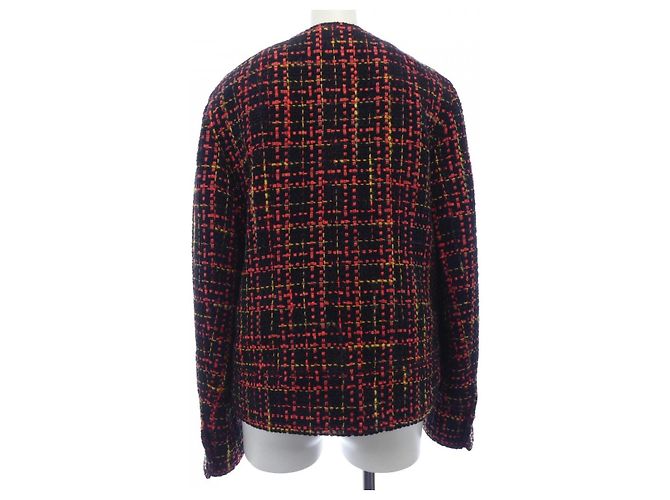 Chaqueta sin cuello de mezcla de cachemir Chanel Negro Roja - vista 2