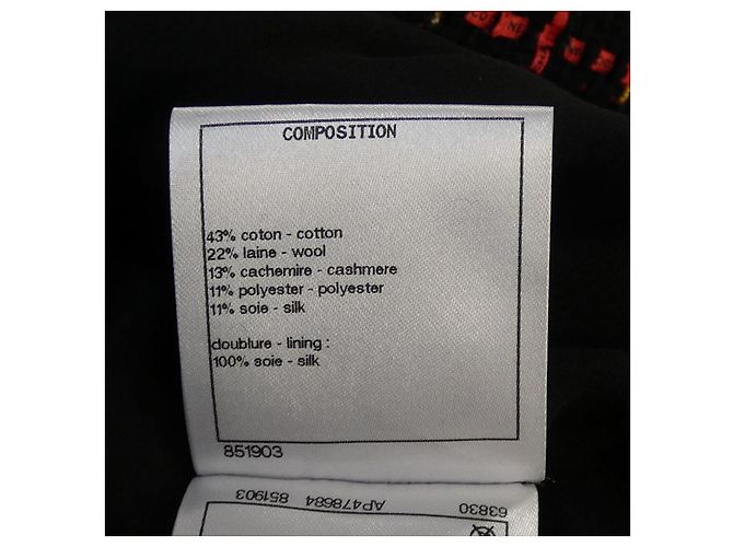 Chaqueta sin cuello de mezcla de cachemir Chanel Negro Roja - vista 3