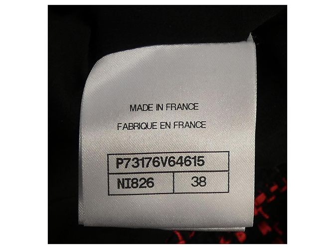 Chaqueta sin cuello de mezcla de cachemir Chanel Negro Roja - vista 4