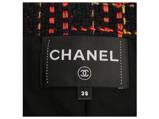 Chaqueta sin cuello de mezcla de cachemir Chanel Negro Roja - vista 5