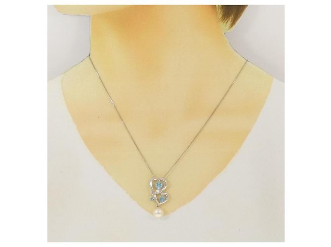 Autre Marque Collana di perle Akoya in oro bianco Au750 e platino PT850 Argento - vista 6