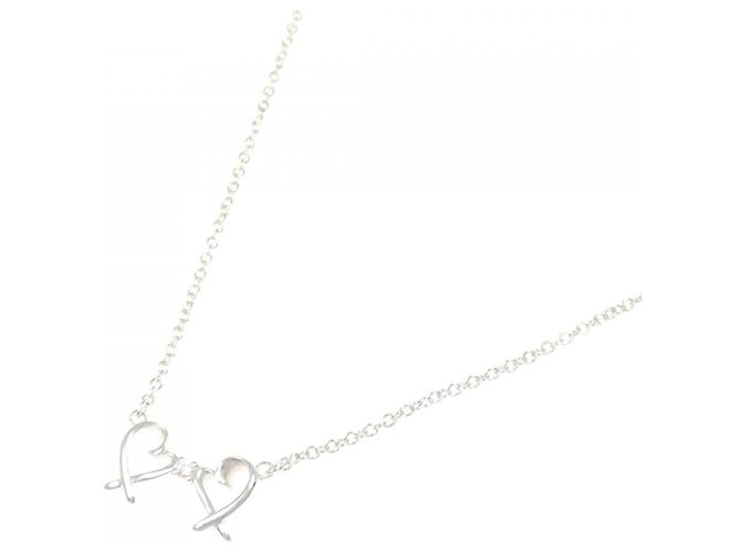 Tiffany & Co Collana Tiffany Double Loving Heart 925 Silver Diamond Argento - vista 2