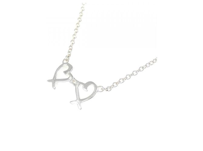 Tiffany & Co Collana Tiffany Double Loving Heart 925 Silver Diamond Argento - vista 4