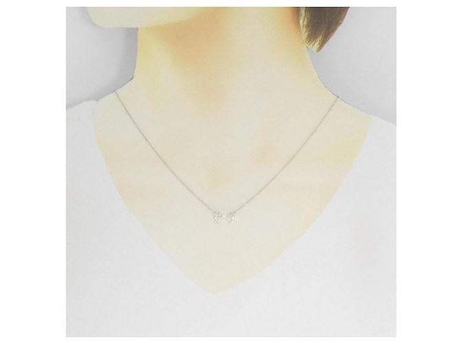 Tiffany & Co Collana Tiffany Double Loving Heart 925 Silver Diamond Argento - vista 6