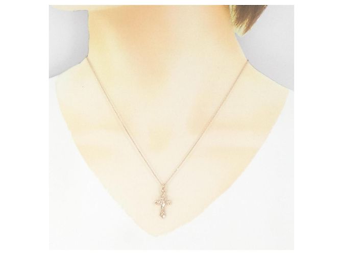 Autre Marque Collana con Croce in Oro Rosa 14K D'oro - vista 6