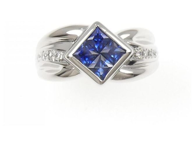 Autre Marque Saphir-Diamant-Ring aus Pt900 Blau - Ansicht 2