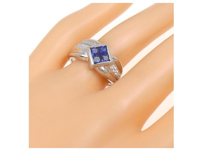 Autre Marque Saphir-Diamant-Ring aus Pt900 Blau - Ansicht 5