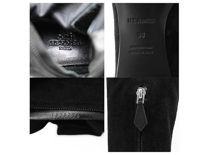 Hermès Botas largas de nubuck Hermes 38 Negro - vista 10