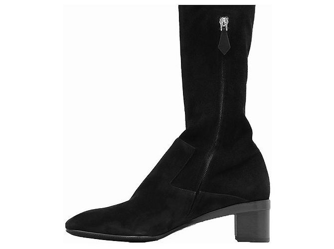 Hermès Botas largas de nubuck Hermes 38 Negro - vista 4