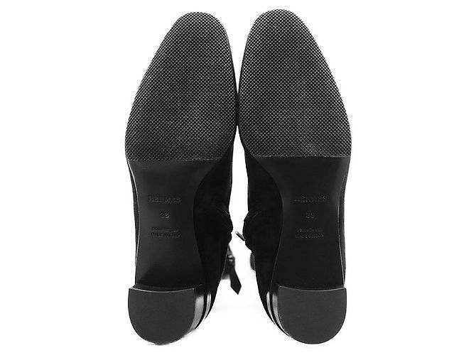 Hermès Botas largas de nubuck Hermes 38 Negro - vista 9