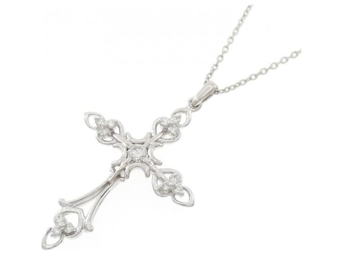 Autre Marque Collana con Croce in Diamanti in Oro Bianco Au750 Argento - vista 3