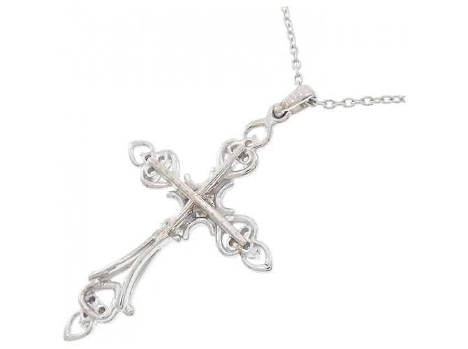 Autre Marque Collana con Croce in Diamanti in Oro Bianco Au750 Argento - vista 4