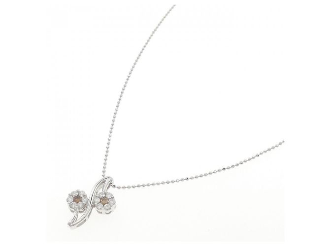 Autre Marque Collana a fiore in oro bianco e diamanti Au750 Argento - vista 2