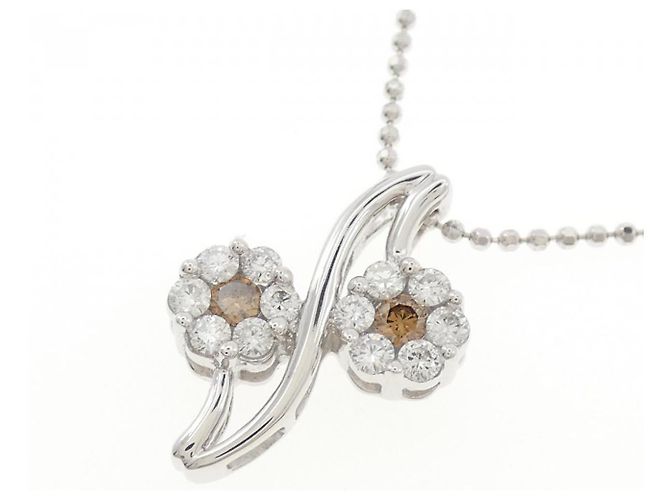 Autre Marque Collana a fiore in oro bianco e diamanti Au750 Argento - vista 3