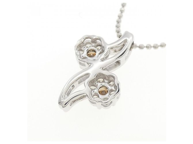 Autre Marque Collana a fiore in oro bianco e diamanti Au750 Argento - vista 4