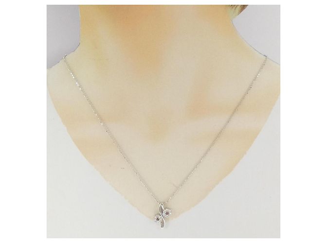 Autre Marque Collana a fiore in oro bianco e diamanti Au750 Argento - vista 6
