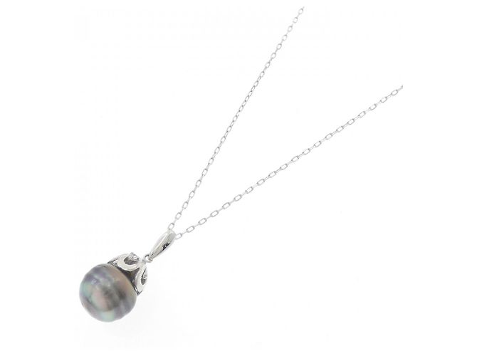 Autre Marque Collana con perla nera e diamante Pt900 Pt850 Nero - vista 2