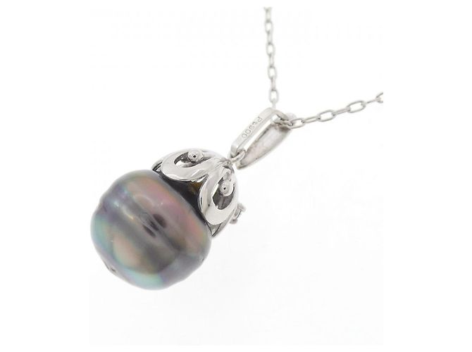 Autre Marque Collana con perla nera e diamante Pt900 Pt850 Nero - vista 4