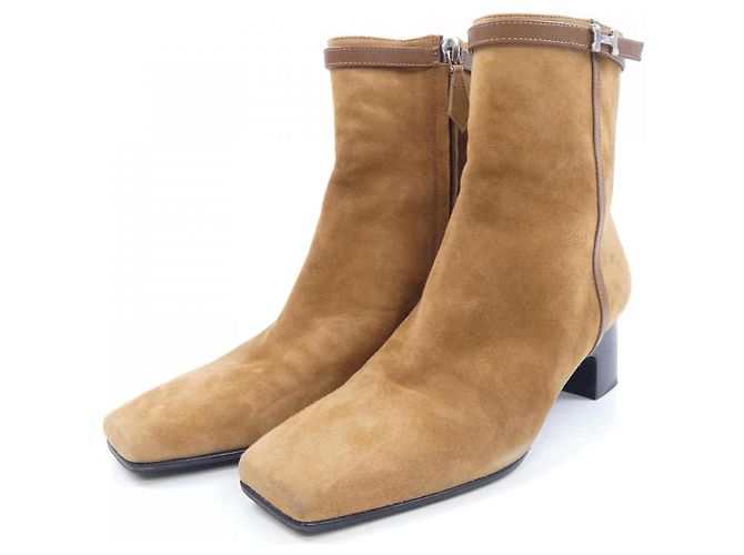 Botas de piel Chèvre Velours Hermès Castaño - vista 3