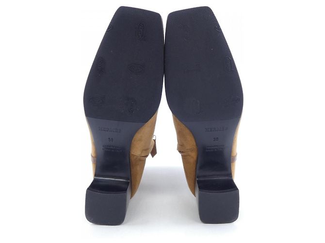 Botas de piel Chèvre Velours Hermès Castaño - vista 4
