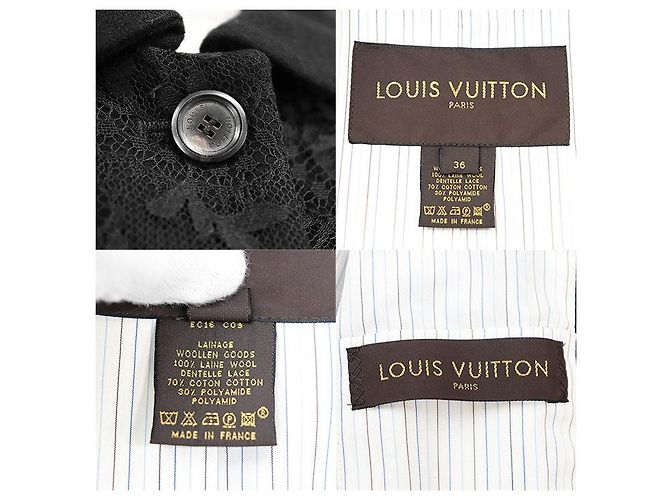 Giacca in lana e pizzo Louis Vuitton Nero - vista 10