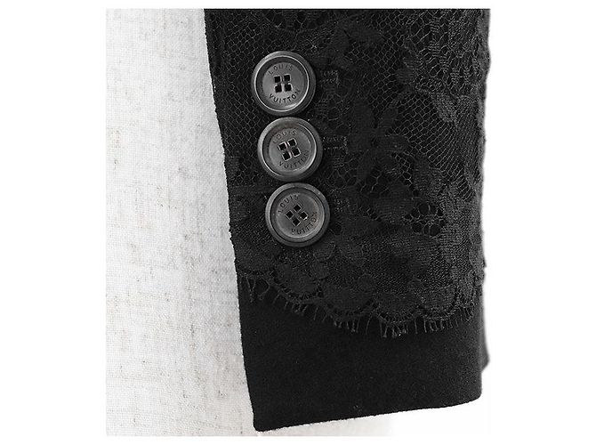 Giacca in lana e pizzo Louis Vuitton Nero - vista 12