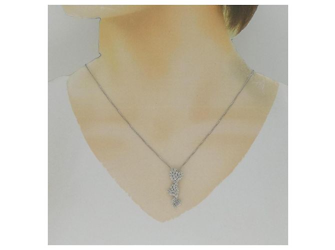Autre Marque Collana Cuore di Diamanti K14WG Argento - vista 6