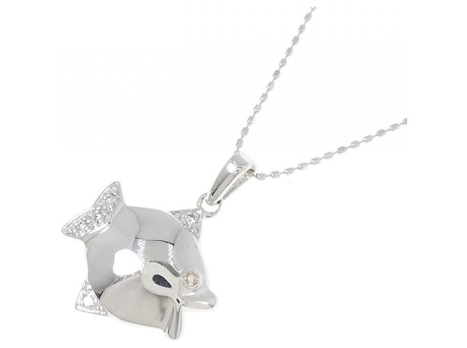Autre Marque Collana Pesce in Oro Bianco Au750 e Diamanti Argento - vista 3