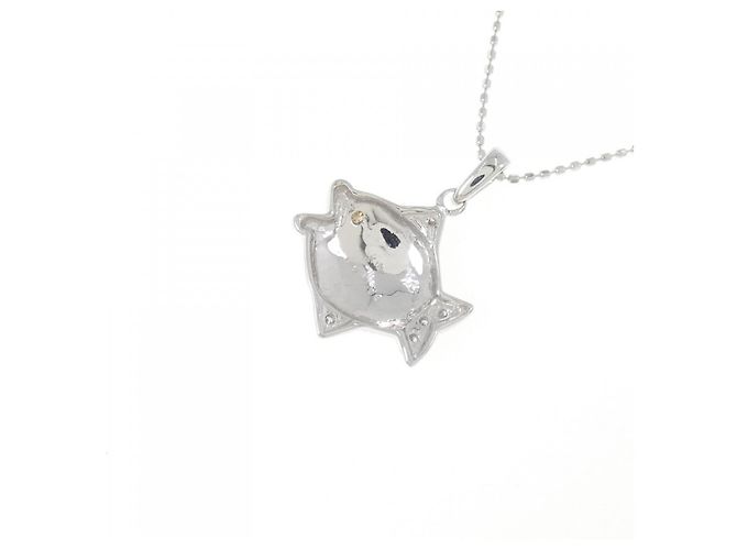 Autre Marque Collana Pesce in Oro Bianco Au750 e Diamanti Argento - vista 4