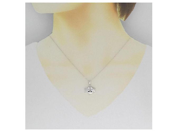 Autre Marque Collana Pesce in Oro Bianco Au750 e Diamanti Argento - vista 6